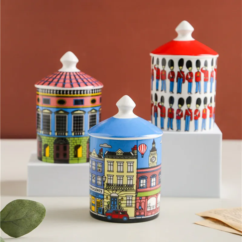 Castelo colorido cerâmico Castelo DIY Handmade Doces Frasco Vintage Armazenamento Artesanato Decoração Home Caixa De Armazenamento JewerLly