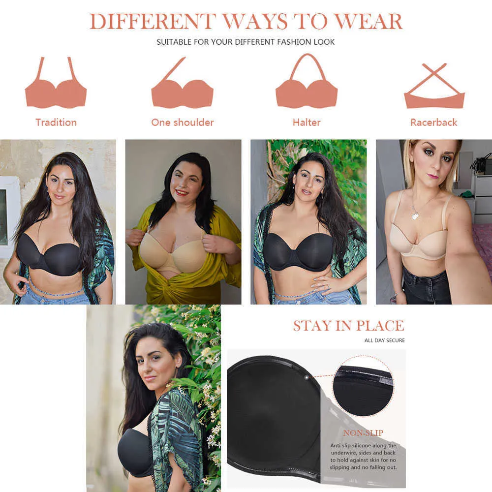 Dotvol Seamless Strapless Push Up Bra Plus Size Push Up Bralette For Women  With Lift And Non Slip Cup Padded Butt Underwear 210623 From Dou01, $13.98