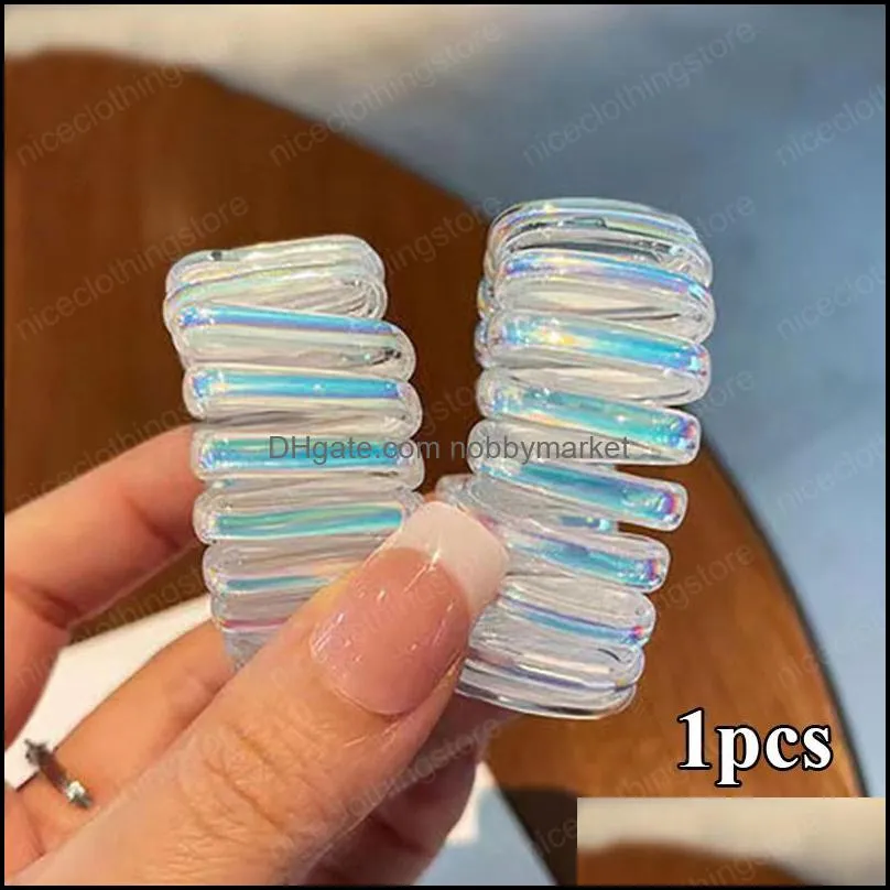 Simple Transparent Telephone Line Hair Ring Women New Fashion Wide-brimmed Hair Ropes Waterproof Ponytail Holder Hair Scrunchie