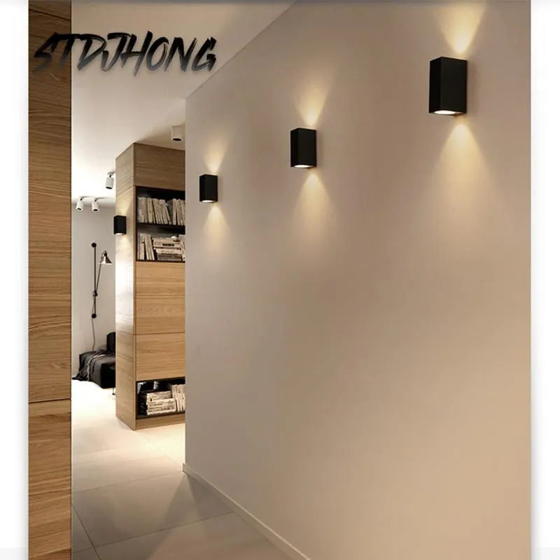 Vägglampa Modern Minimalistisk LED Aluminium Bedside Square 5W 10W Room Bathroom Light Direct Creative Aisle Decor