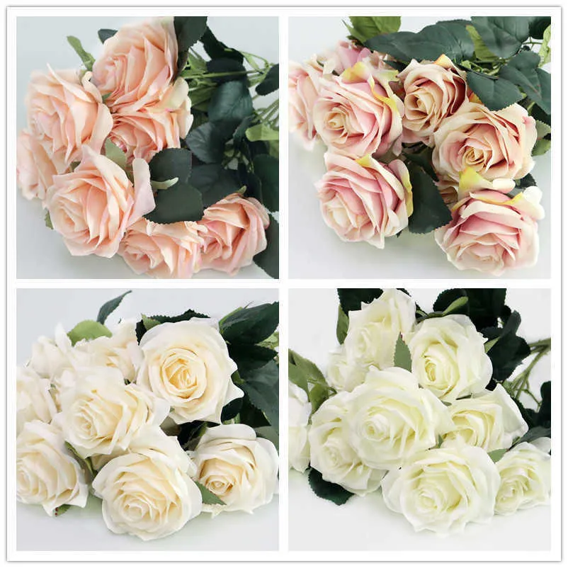 Artificial silk 1 Bunch French Rose Floral Bouquet Fake Flower Arrange Table Daisy Wedding Home Decor Party accessory Flores (12)