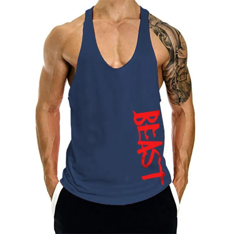 Mannen Tank Tops 2022Gym Katoen Sportscholen Mannen Mouwloze Tanktops Voor Jongens Bodybuilding Kleding Hemd Fitness Stringer Vest2601