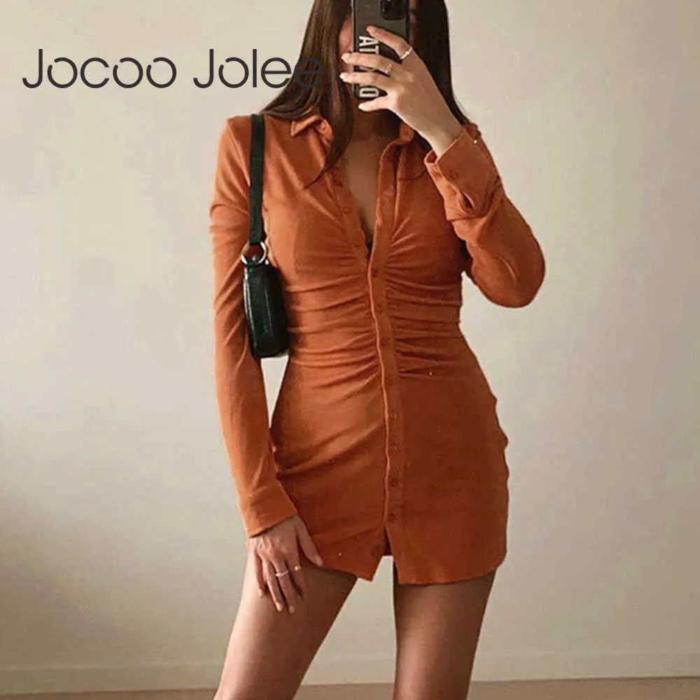 Jocoo Jolee donna primavera e l'estate moda casual street elegante gonna a pieghe in maglia colletto rovesciato camicetta gonna 210619