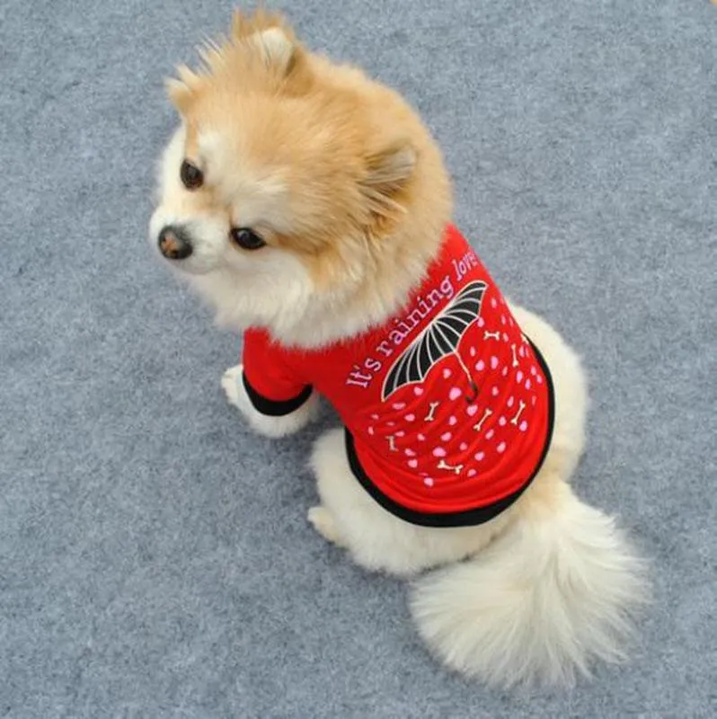 Cute Puppy spring big red t-shirt comfortable dog pet t-shirt short-sleeved clothes for small dogs Vests