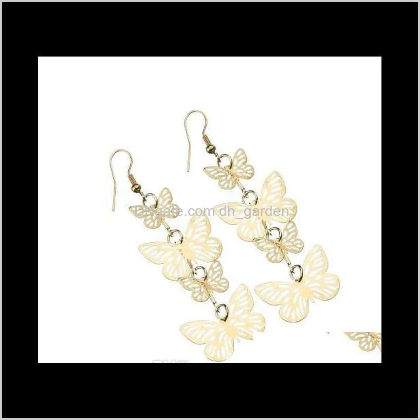 Butterfly Tassel Earrings Dangle Earrings Metal Gold Silver Plated Lovely Butterfly Chandelier Earrings