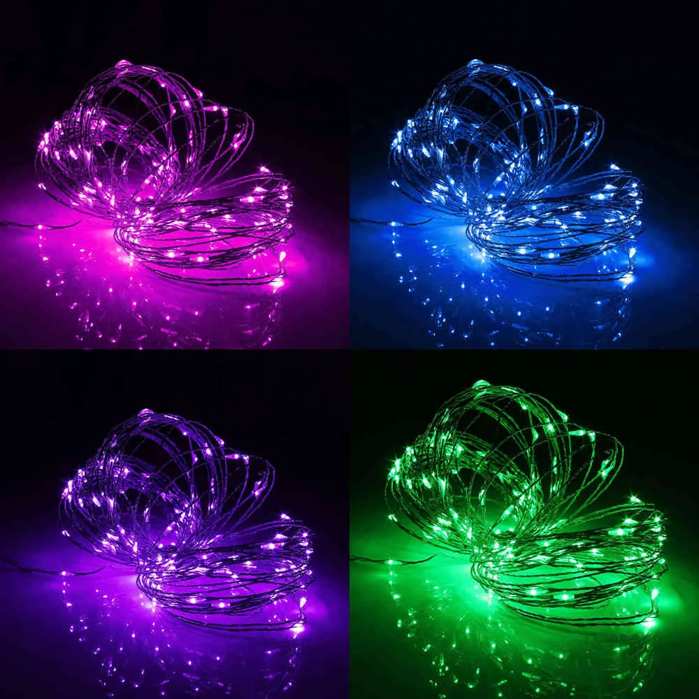 20m 200 LED Solar Powered Copper Wire Sträng Fairy Light Holiday Lighting Party Decorn Lamp y0720