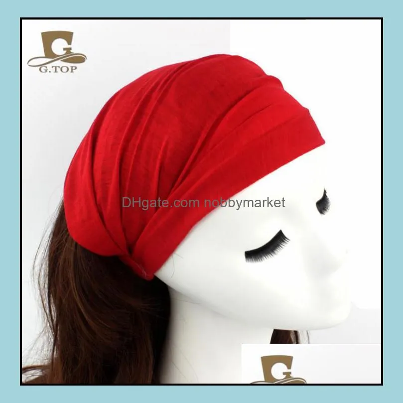 18 colors Ladies 100% cotton Sports Yoga Hairband Headband Headwrap Neck Head Scarf Cap 2 in 1 Bandana