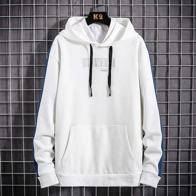 White Hoodies Men Printed Power Chimpion Edition Printe Hoodies Hooded Male WholeSale Streetwear Hip Hop Sweatshirts Big Pockets 210601