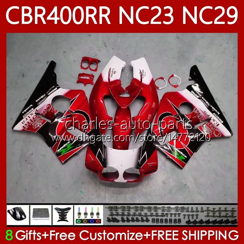 Kit de carénages pour HONDA CBR 400 RR CC 400CC NC23 1988 1989 1990 1991 1992 1993 Corps 65No.83 CBR400RR CBR400 RR 88-99 NC29 CBR Métallique Rouge 400RR 88 89 90 91 92 93 Carrosserie OEM