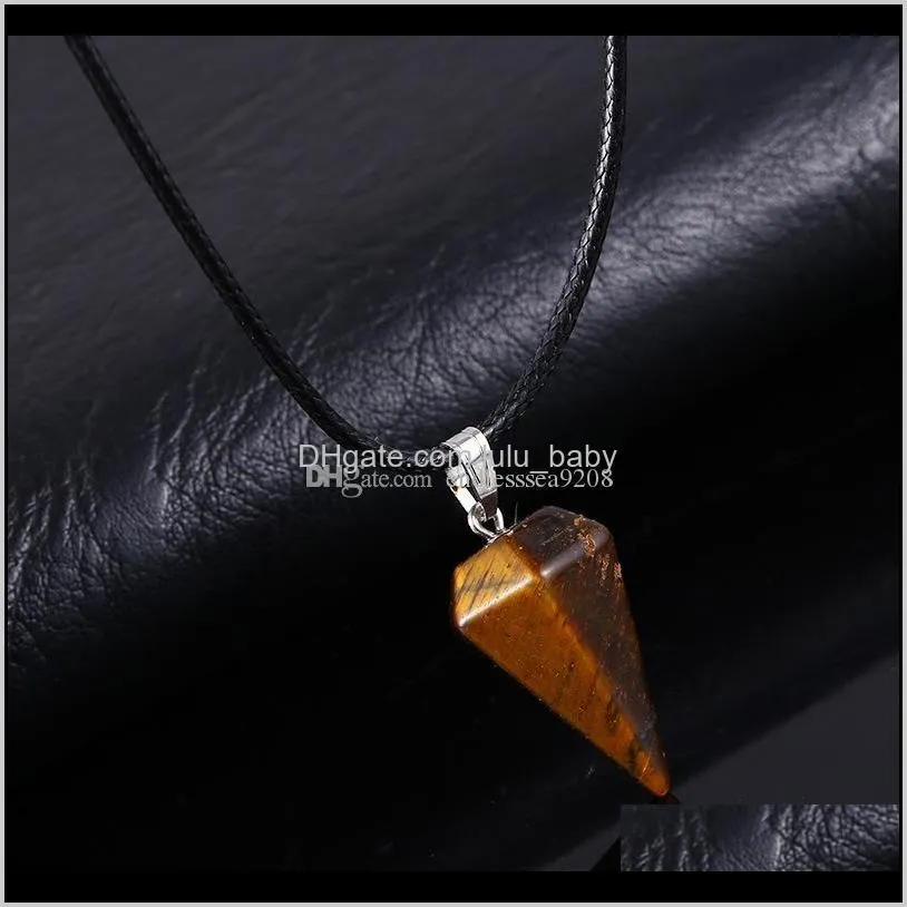 necklace jewelry healing crystals amethyst rose quartz bead chakra healing point women men natural stone pendants leather chains