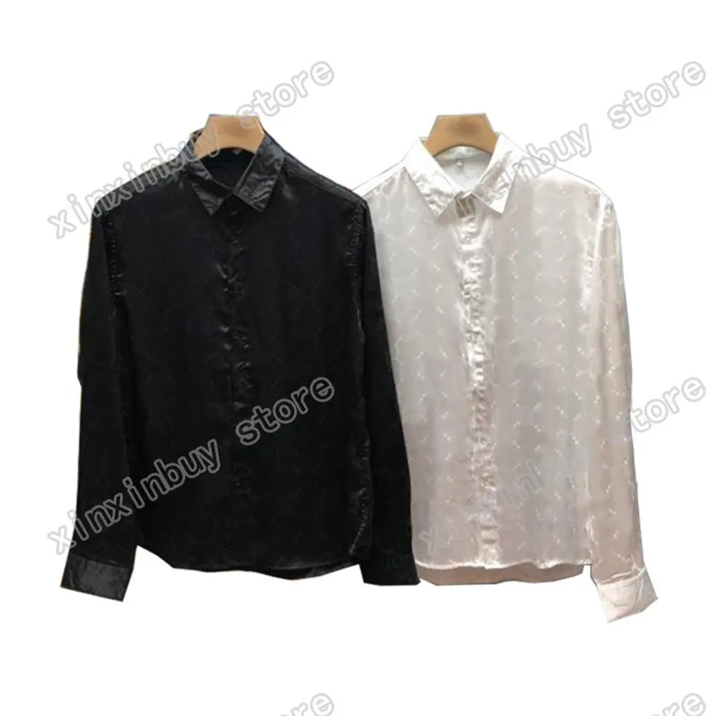 Camicia casual firmata primavera ed estate 2023 camicia in pelle moda lettera T-shirt tessuto liscio uomo e donna cotone bianco nero