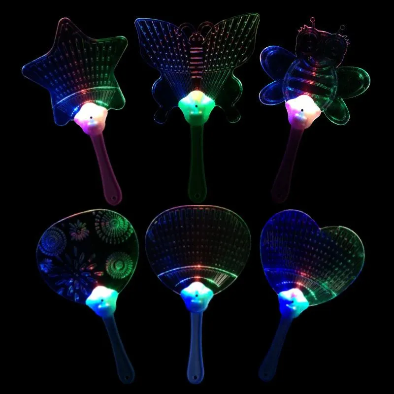 Party Decoration LED Colorful Luminous Fan Plastic Blinking Transparent Summer Stall Night Market Toy