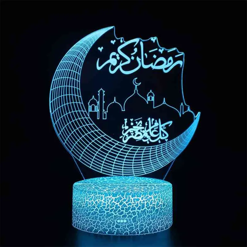 Ramadan Dekoracje LED światła do domu Desktop Lights Moon Stars Pilot Pilot Kolorowy Lampa Islamska Eid Mubarak Ramadan Prezenty 210827