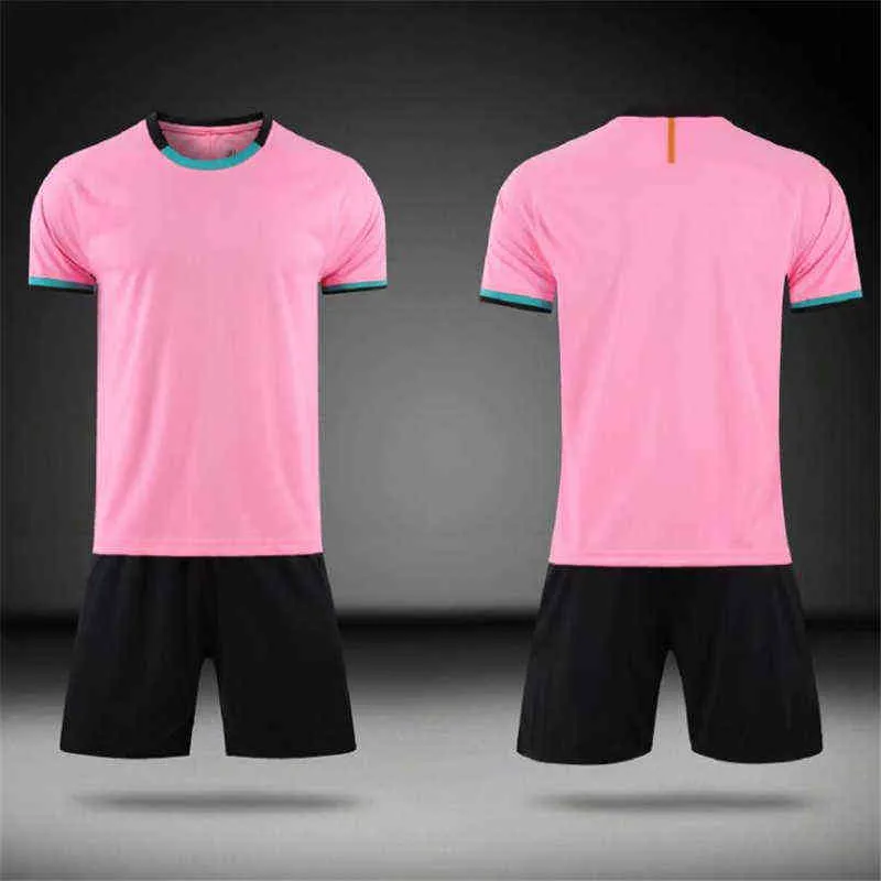 Blank Erwachsene Kinder Fußball Jersey 2021 Hemd + Shorts Jungen Sport Trainingsanzug Uniform Männer Fußball Jersey Sets Y1221