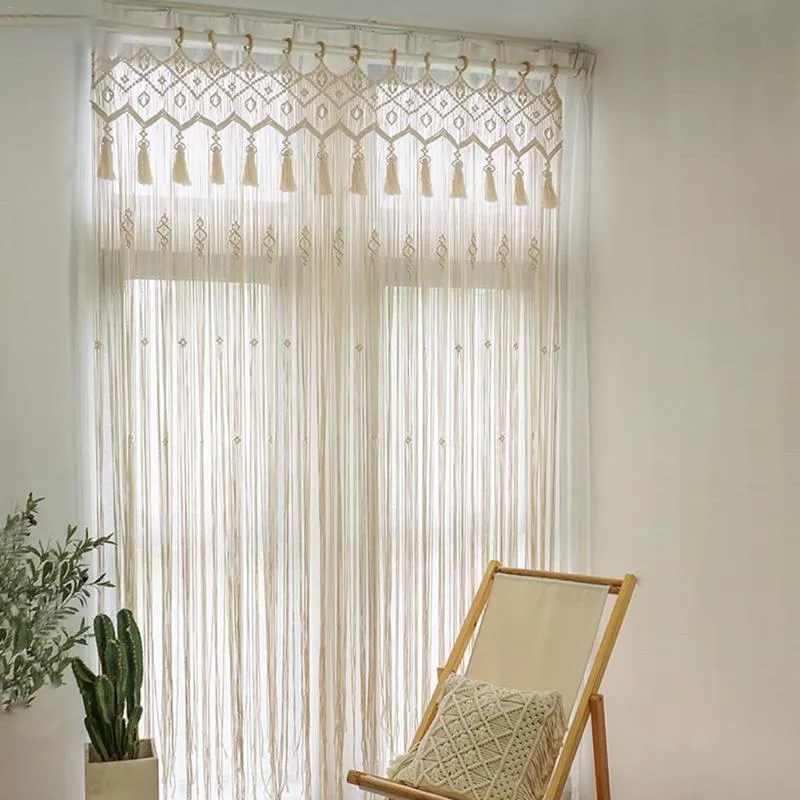 Gardin draperier fönster handgjord macrame vägg hängande bröllop bakgrund dekoration sovrum vardagsrum dörrblinds divider