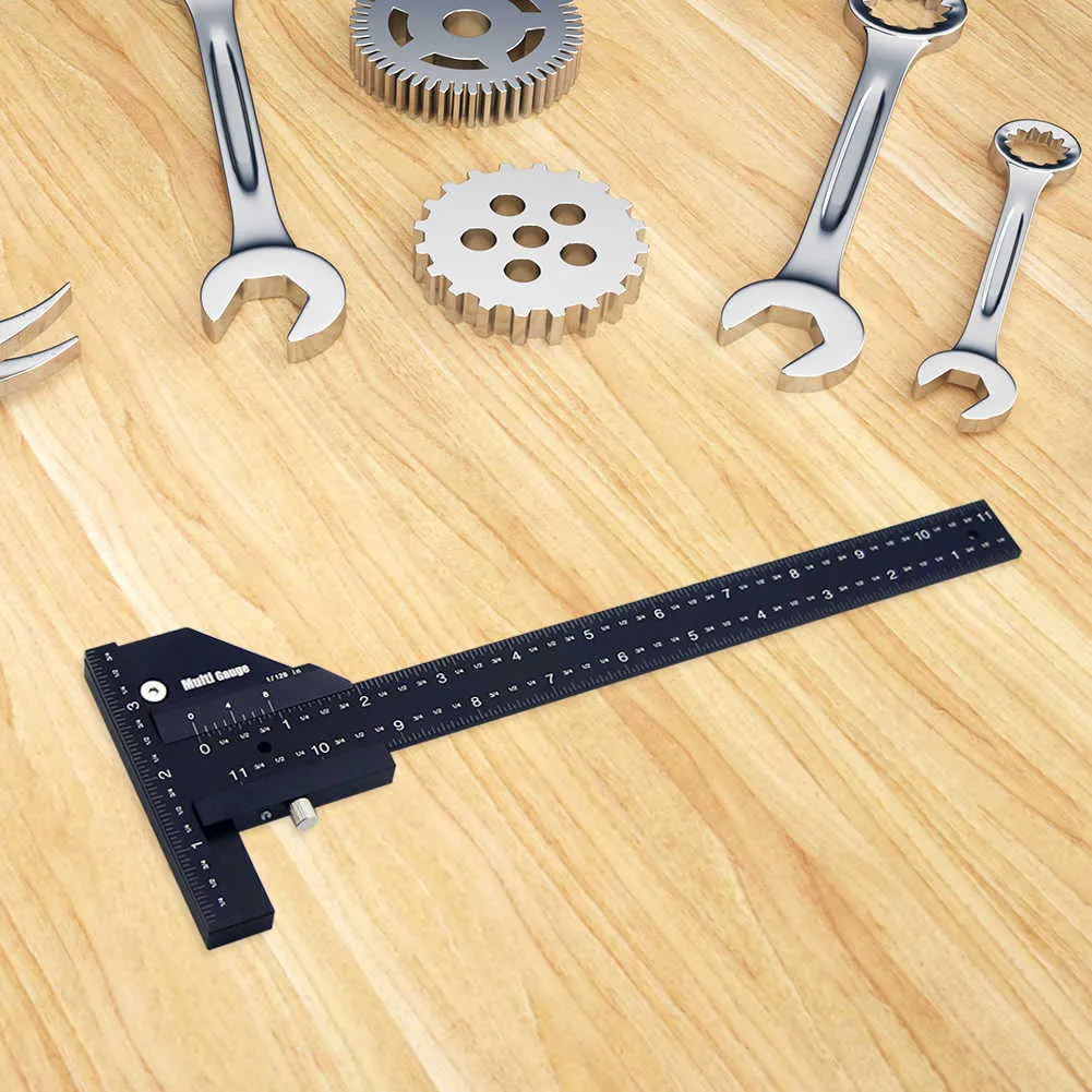 T-Shaped Marking Gauge For Woodworking – Adjustable 0-210mm Layout Tool With Fine-Tuning Brass Screw, Durable Aluminum Alloy, Green Finish