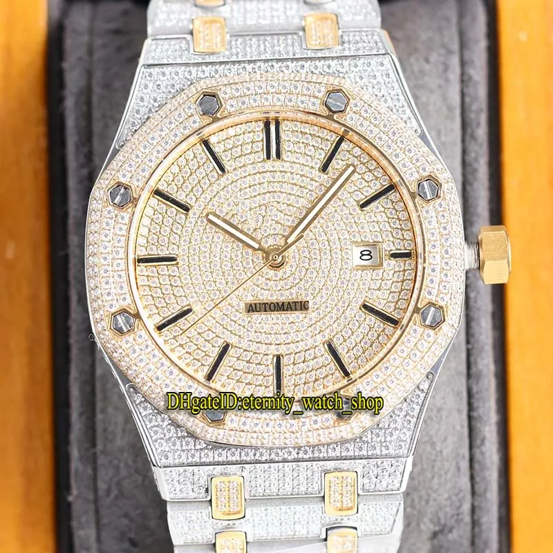 eternity Jewellery Watches RFF 15400 Latest products A3120 Automatic Fully Iced Out Mens Watch Gold Diamond Dial Diamonds Case 15202 67651 15502 Two Tone Bracelet