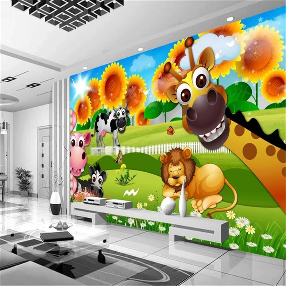 Wallpaper: Beautiful Cartoon Animal 3D Wallpapers for Childrens Room  Background, Home Decor, Painting Mural, Wall Covering from Dhgate Wallpapers  - price 30.16, image size:1000x1000