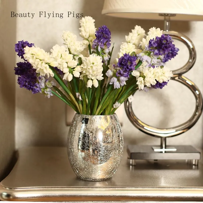 Vase Light Luxury Plating Silver Glass Vase Vase Flower Ball House Dry Storage Decoration Gift