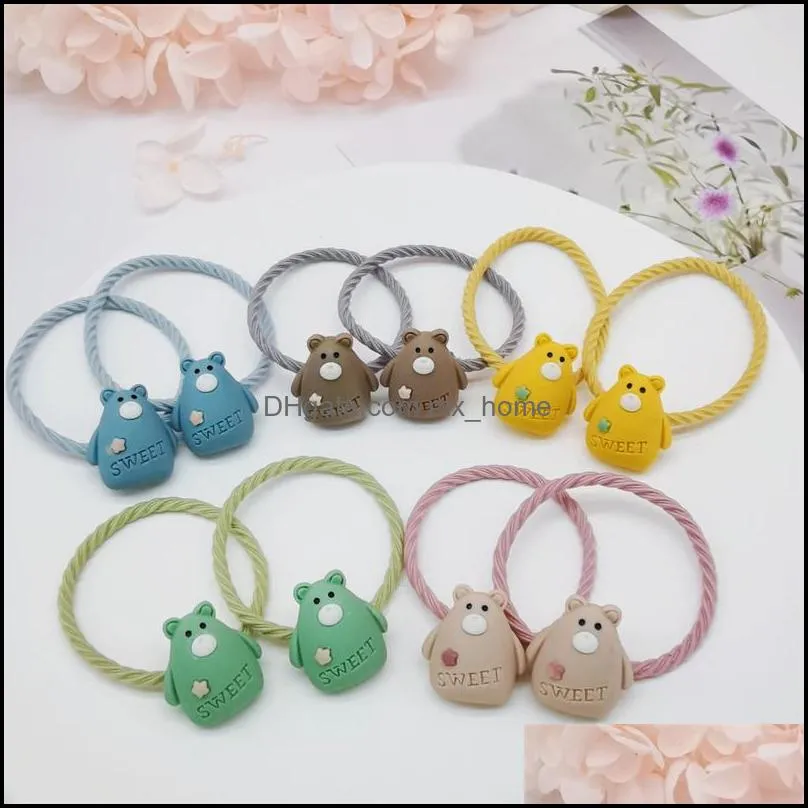 Hair Accessories 10PCS 2021 Cartoon Colorful Scrunchie Elastic Rope Band Vintage Cute Kids Rubber Bands For Girl Gift