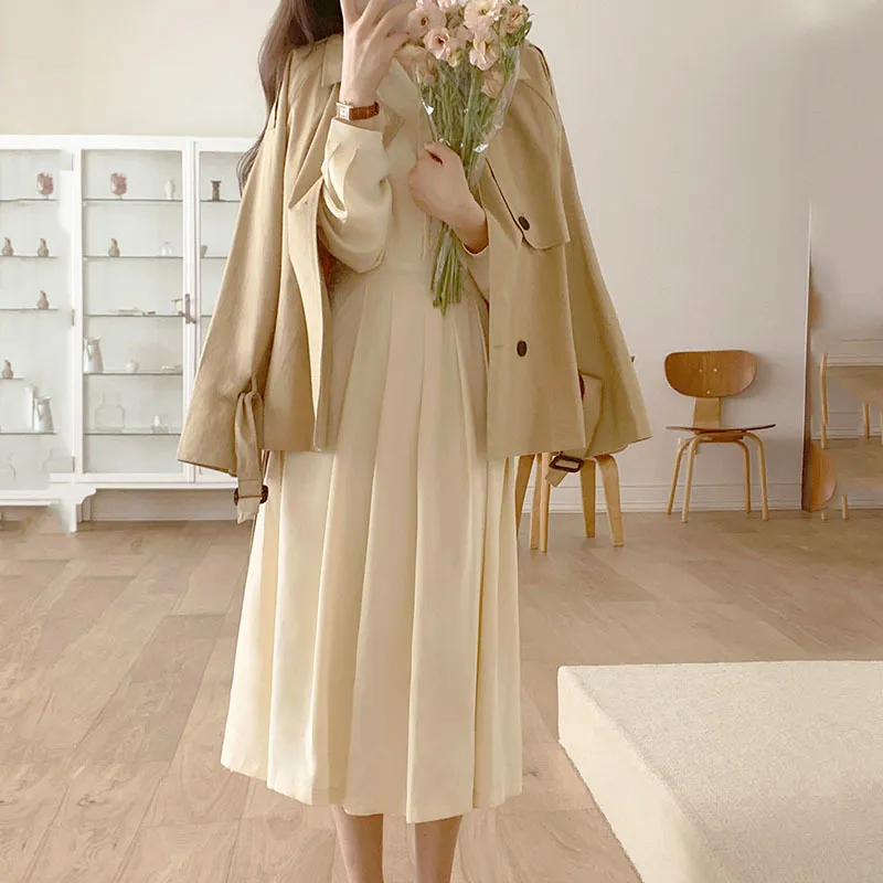 Solid Cotton V Neck Slim Dress, Elegant Casual Style | DHgate