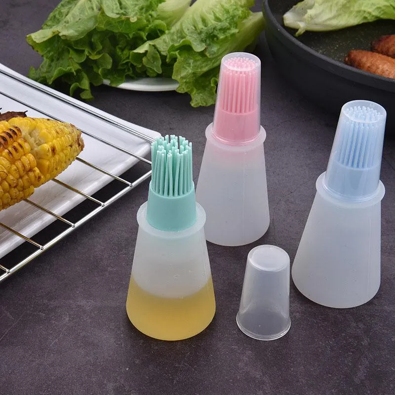 Matlagningsredskap Matkvalitet Silikonolja Bottle Högtemperaturborste med Lid Grill Bakning Borstar Reglerbar RH12068