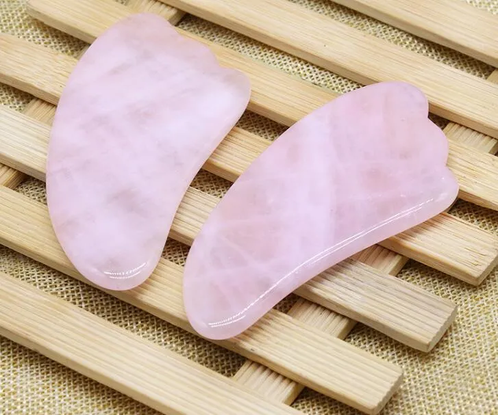 2021 hot healthylife Green White pink Rose Quartz Green agate Dongling Jade Guasha Board Natural Stone Scraper Gua Sha Tools