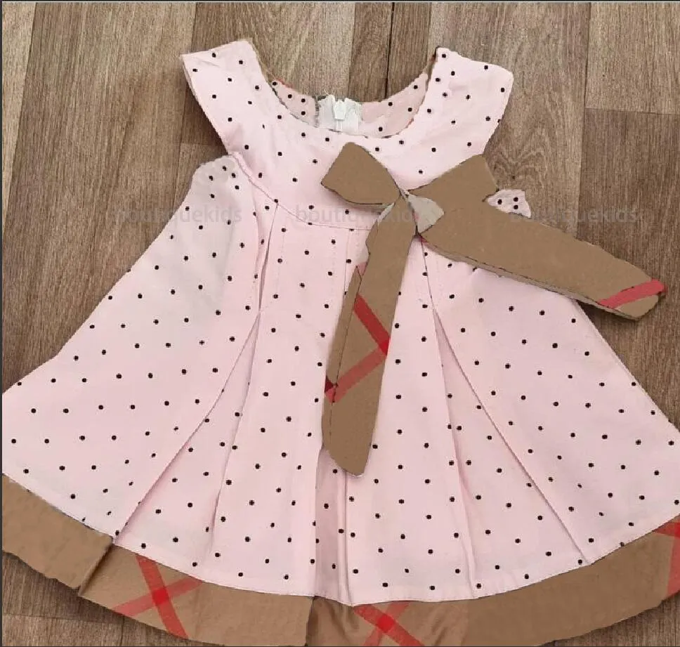 Baby Girls Plaid Princess Dress With Bow Infant Girl Fashion Dresses Children Designers Clothes Toddler Kids clothing