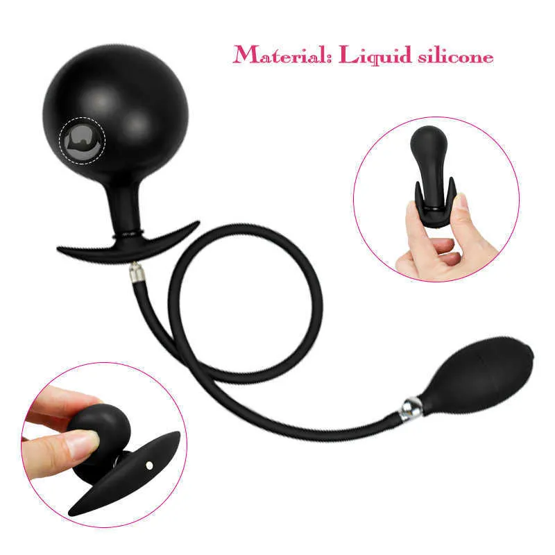 Massage Silicone Inflatable Butt plug Anal Toys for Woman Expandable Vaginal Anal Dilator Large Pump Dildo Sex Balls Toy For Adult273C