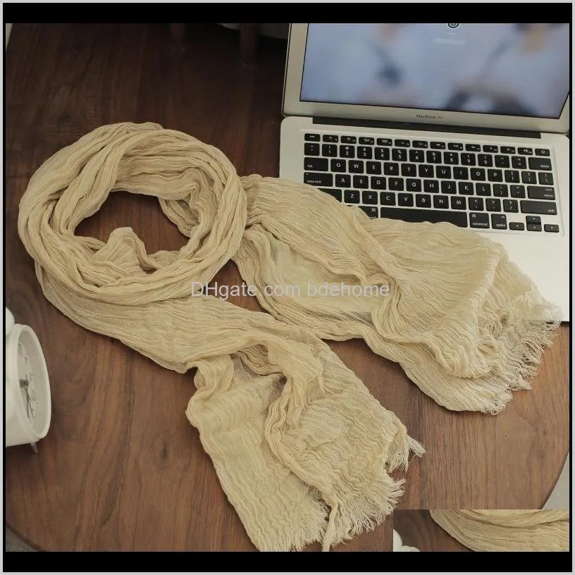 spring summer autumn solid color cotton linen folds scarves for men women travel sunscreen towel air-conditioned room shawl c511