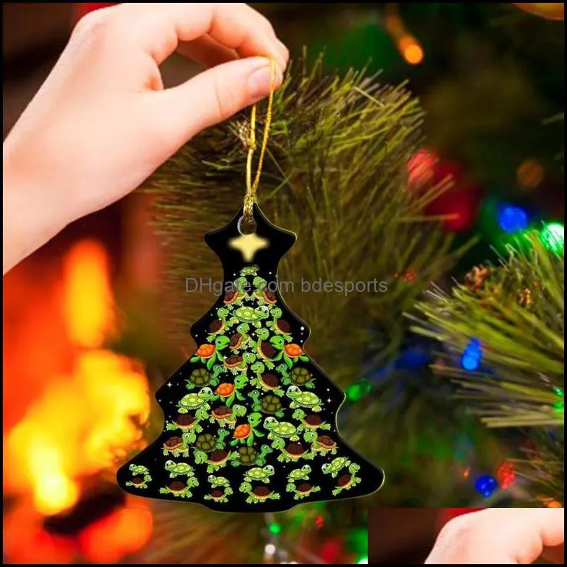 Christmas Decorations Wooden Tree Small Tags Pendant Ornament Hang Ornaments For Wall Door Rear View Mirr