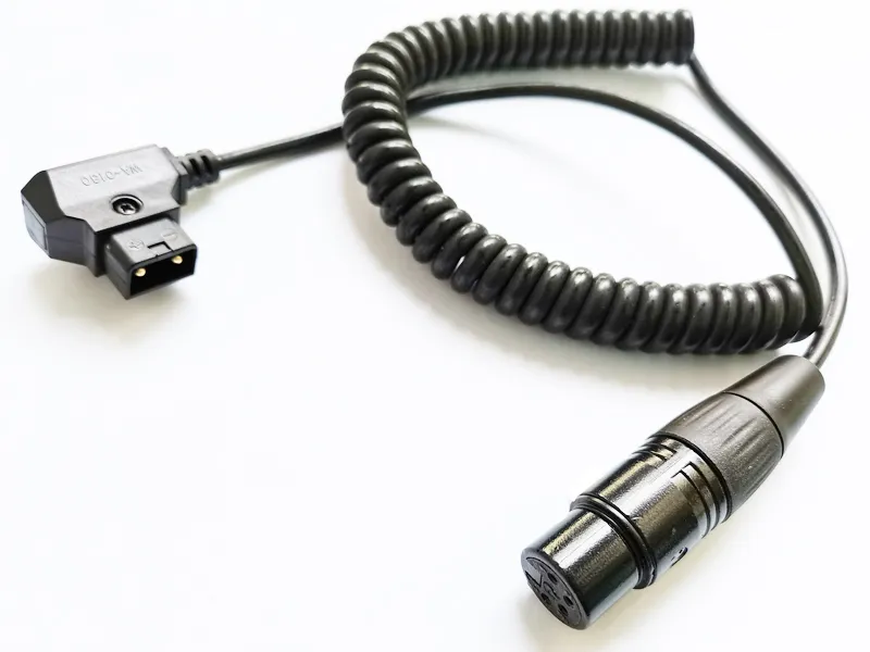 High Quality Coiled D-Tap Dap 2Pin Male to XLR 4pin Female Cable For DSLR Rig Power V-Mount/1PCS