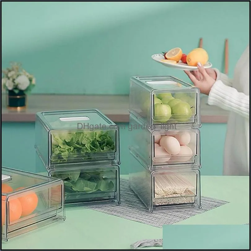 Storage Bottles & Jars Refrigerator Food Container Organizer Bins Stackable Fridge Box Kitchen Accessories