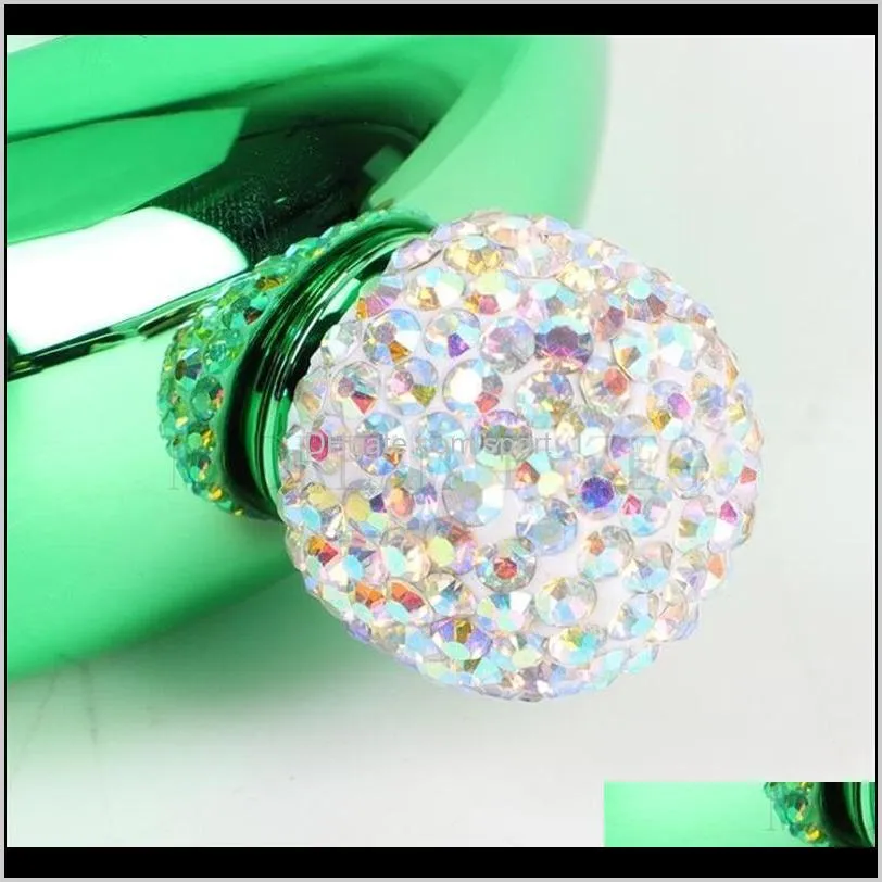 3.5oz bracelet wine pot stainless steel portable round bangle hip flask wine bottle bling diamond lid cover flagon cup