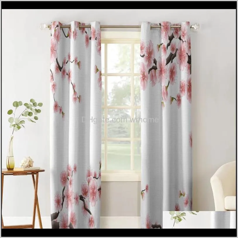 Plum Petal Branch Leaf Flower White Curtains For Kids Living Room Kitchen Curtain Home Bedroom Drapes Window Treatment1