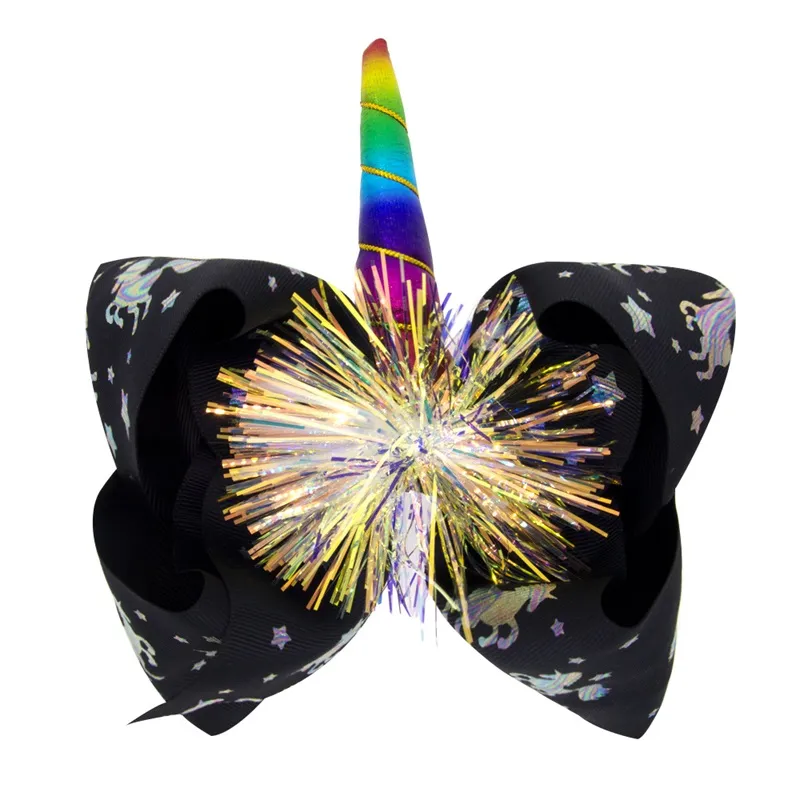 Arc de cheveux de grandes licornes multicolores avec clip barrettes d'impression colorées fille accessoires de cheveux licorne dorée fête d'enfants cadeau de Noël 459 K2