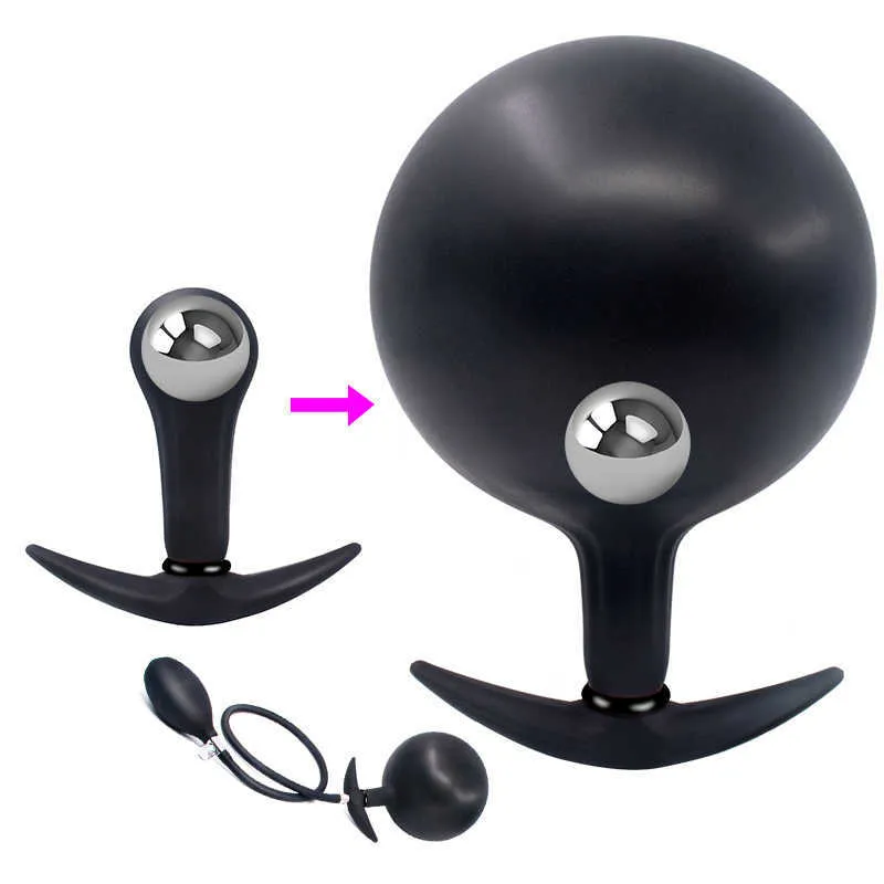 Metal Anal Balls Inflatable Butt Plug Large Tube Pussy Vaginal Decoration Adult Sex Toys For Men Women Buttplug 211015