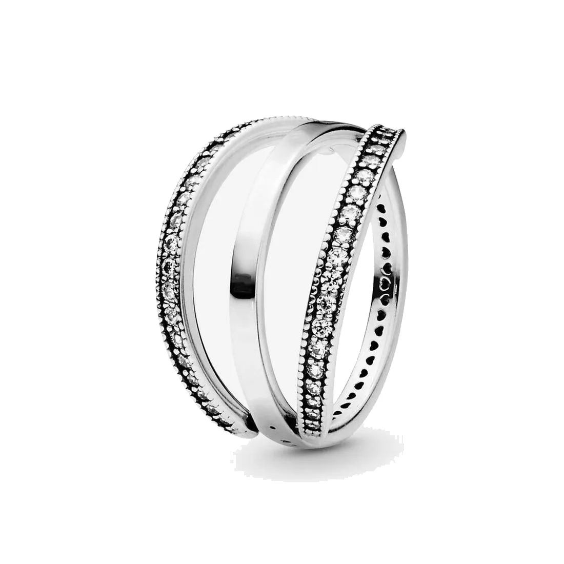 Fine jewelry Autentico anello in argento sterling 925 Fit Pandora Charm Hearts Ring con Clear Stone per le donne Fedi nuziali fai da te di fidanzamento