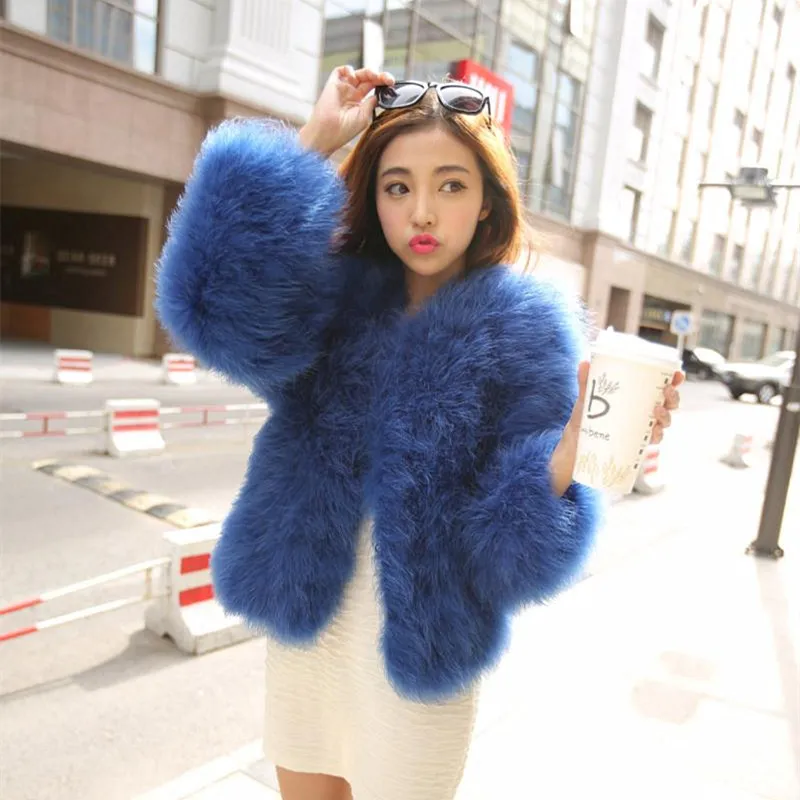 DHgate Womens Ostrich Feather Shrug Short Winter Jacket Genuine Fur Coat Natural Coats for Women Apparel
