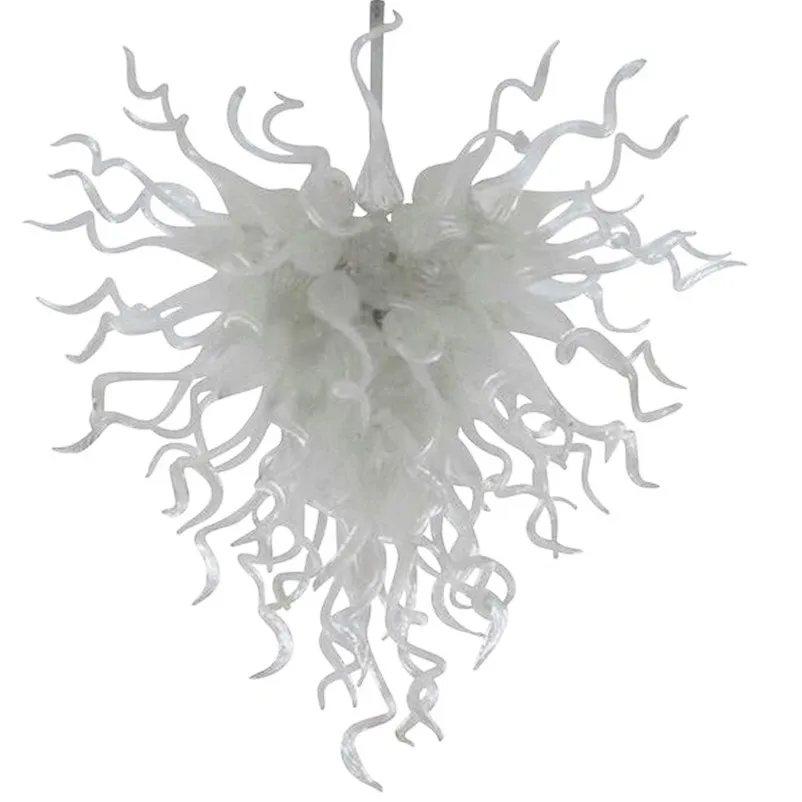 Lustro unico Lampada decorativa in cristallo bianco Lampadari a soffitto a LED Lampadario in vetro soffiato a mano per soggiorno Illuminazione 24 x 28 pollici