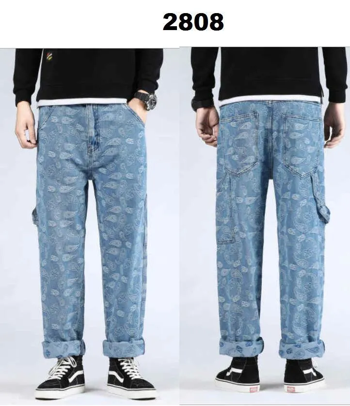 just4urwear Men's Floral Print Denim Jeans