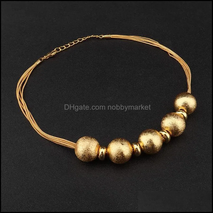 Earrings & Necklace Gold Beads Sets For Women 2022 Fashion Choker Clavicle Chain Chic Eardrop Christmas Year Gifts