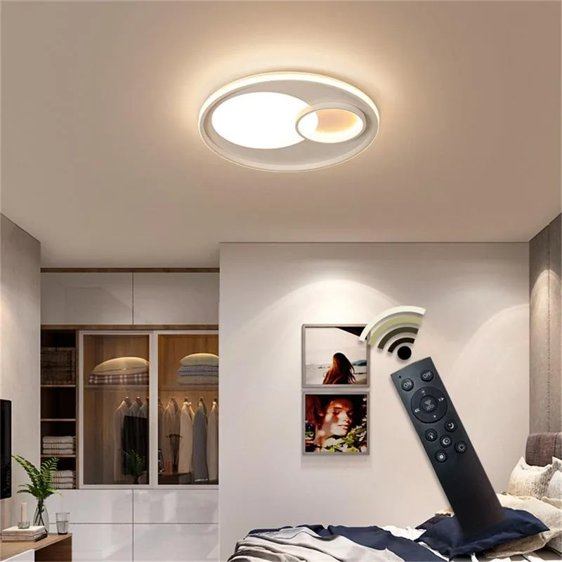 أضواء السقف مصابيح الإضاءة مع التحكم عن بُعد قابلاً للضايق 220 فولت 110 فولت الزخرفية الحديثة لغرفة المعيشة في المنزل غرفة نوم لتناول الطعام