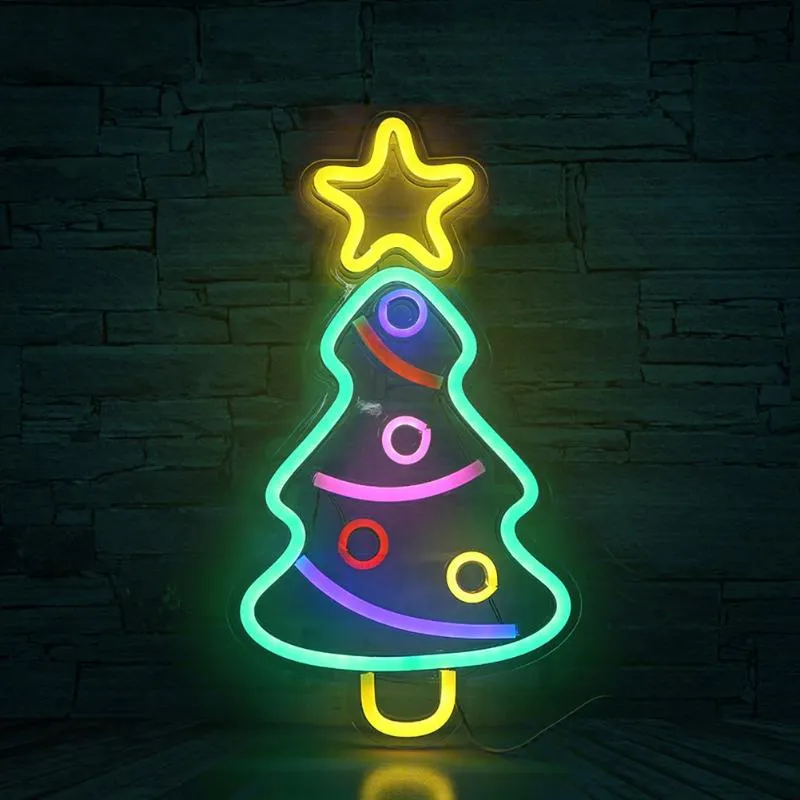 パーティーの装飾アクリルのクリスマスツリーの透明なバックプレーンネオンLED装飾的なライトギフトデスクトップの装飾品