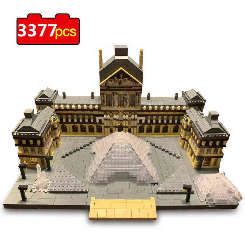 3377pcs Paris Louvre Museum 3D Model Building World Architecture Mini DIY Diamond Micro Blocks Bricks Toys for Children Y1130