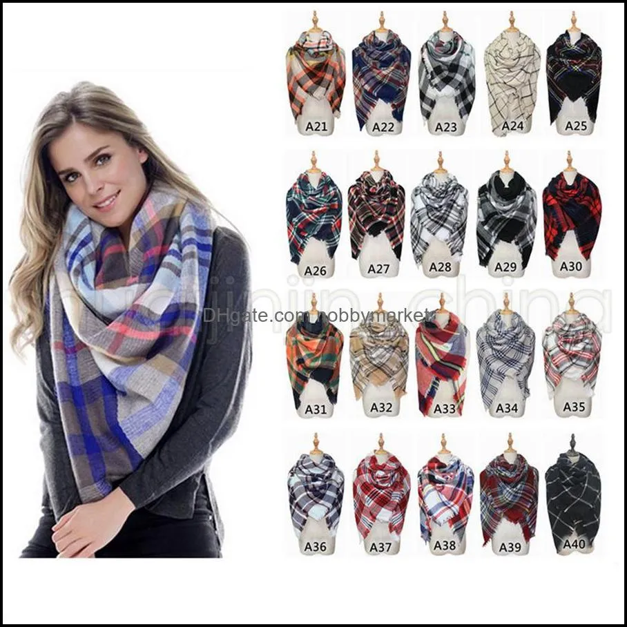 Woman Plaid Blankets Scarves Girls Lattice Shawl Winter Grid Wraps Classic Square Tassel Check Neck Scarf Fashion Neckerchief TTA1704