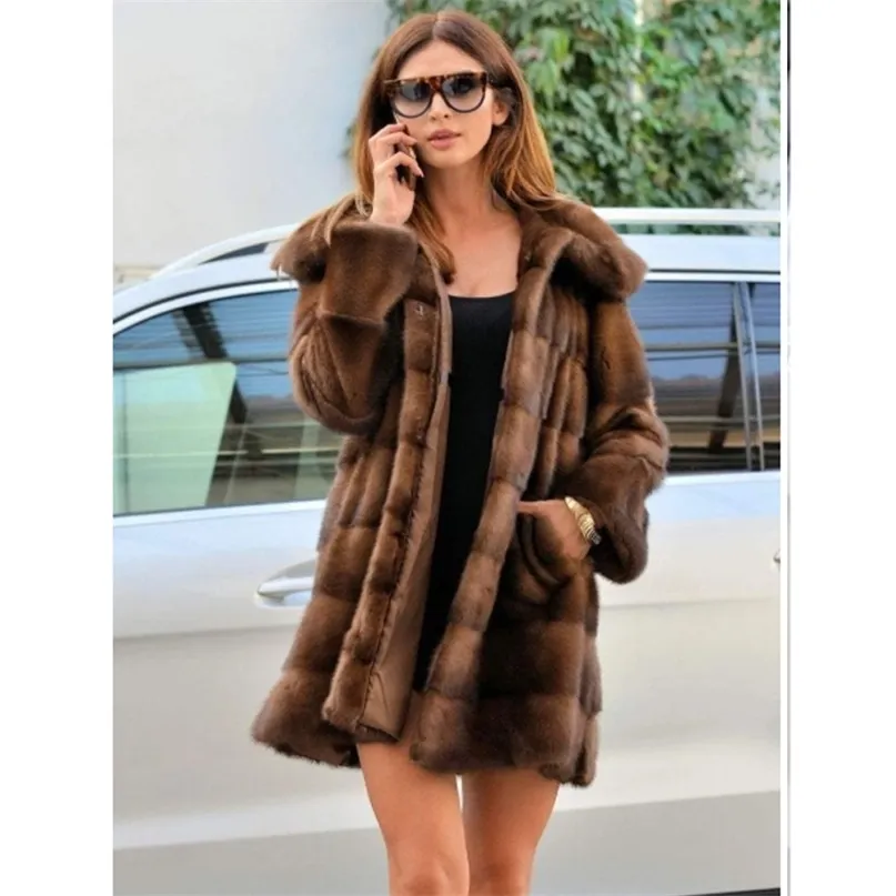 Femmes Mink Coats Femme fourrure Long Ladies Vêtements d'hiver surdimensionnés 6xl 5xl 7xl Imitation 211220