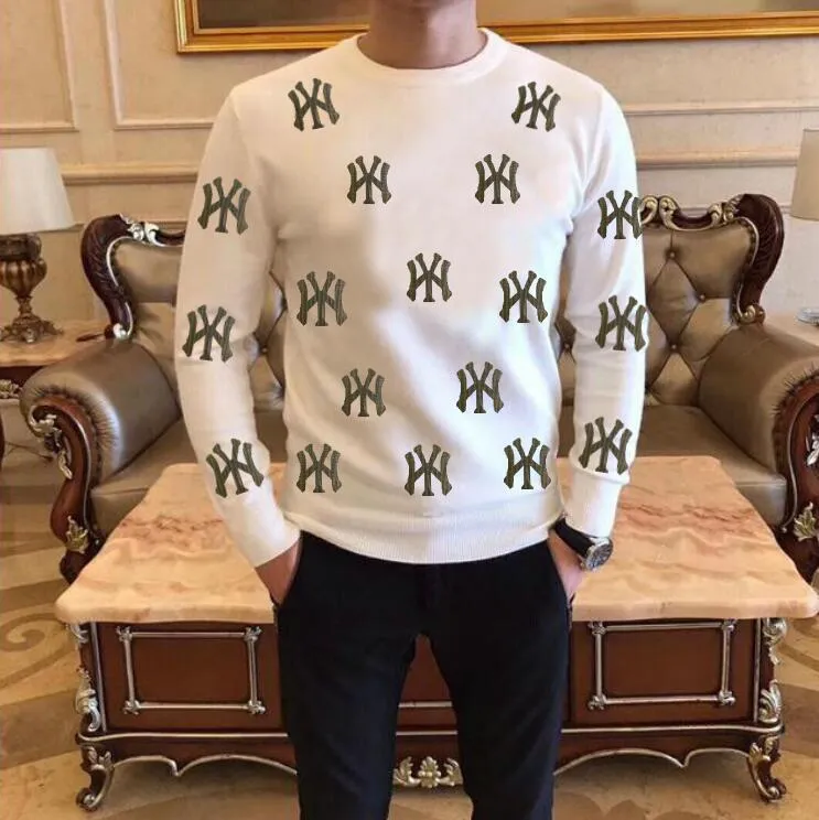 새로운 남자 스웨터 캐주얼 O- 넥 패션 핫 다이아몬드 맞춤형 디자인 슬림 잘 생긴 고품질 남성 풀오버 남자 의류 스프링 흑백 s-3xl