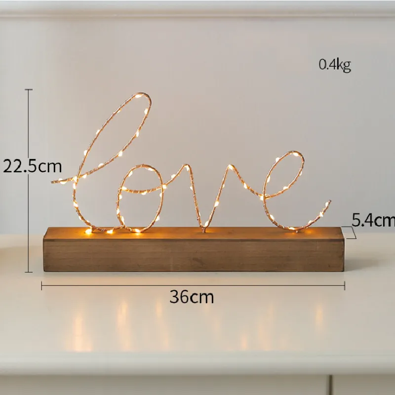 LED Love Letters Light Home Decorative Living Room Bedroom Layout Wooden Decoration Valentines Day Gifts w-00614