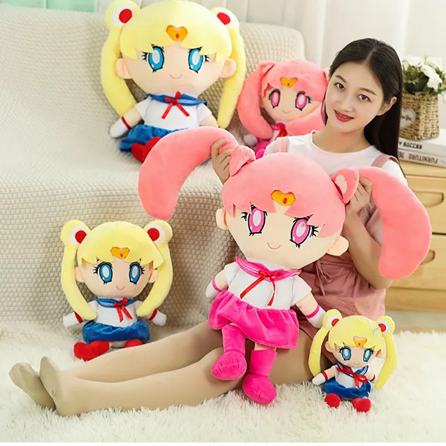 25-60cm kawaii anime 선원 문 봉제 장난감 귀여운 문 토끼 손으로 만든 박제 인형 잠자는 베개 소프트 만화 Brinquidos 소녀 선물